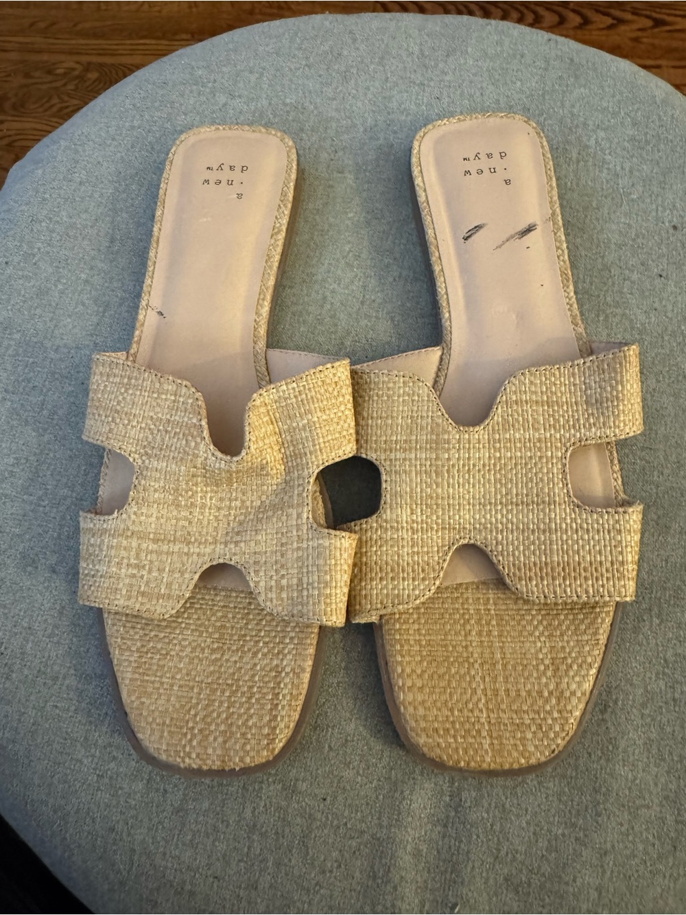 a new day Gold Woven Slide Sandals